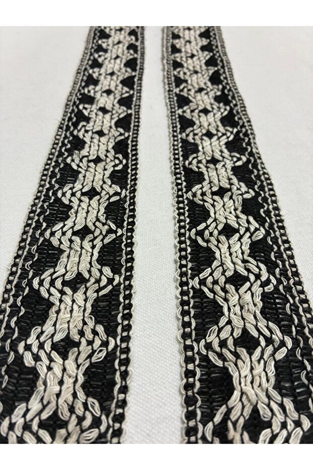 Siyah Beyaz Dokuma Örme Şerit - 2