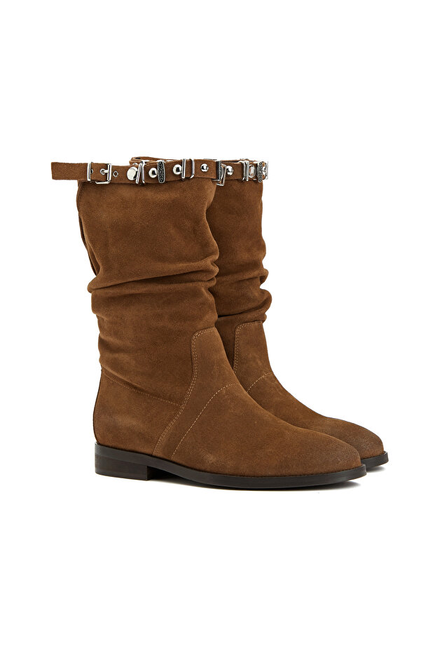 Taba Taşlı Kadın Süet Bot - 2