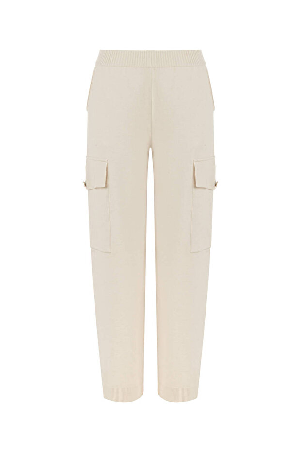 Krem Triko Kargo Pantolon - 6