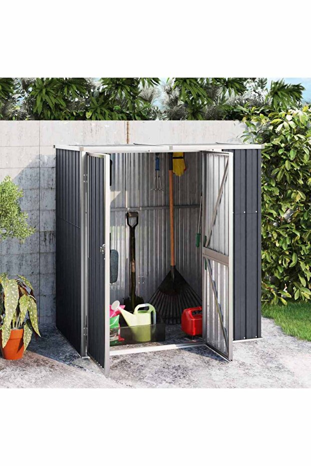 Garden Tool Shed Anthracite 161x89x161 cm Galvanised Steel