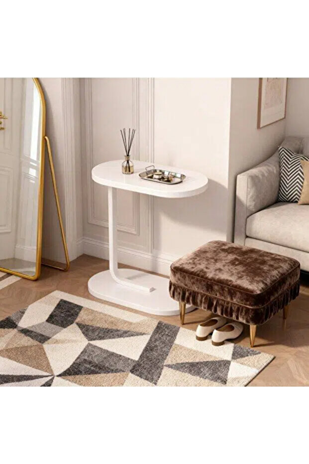 End Table, C-Shaped Small Side Table, Adjustable Height 360°Swivel Couch Tables - 4