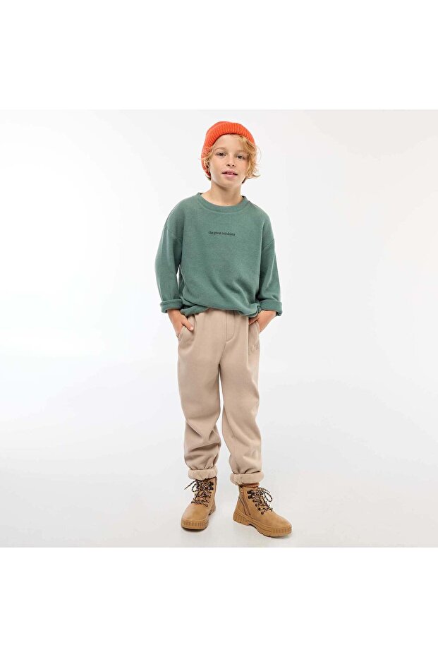 Solid Warm Fleece-Lined Joggers BEIGE - 5