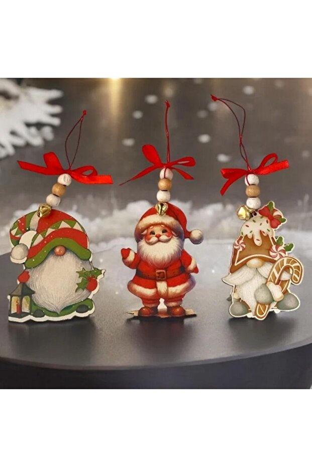 Beaded 3-Piece Christmas Ornament Santa Claus-