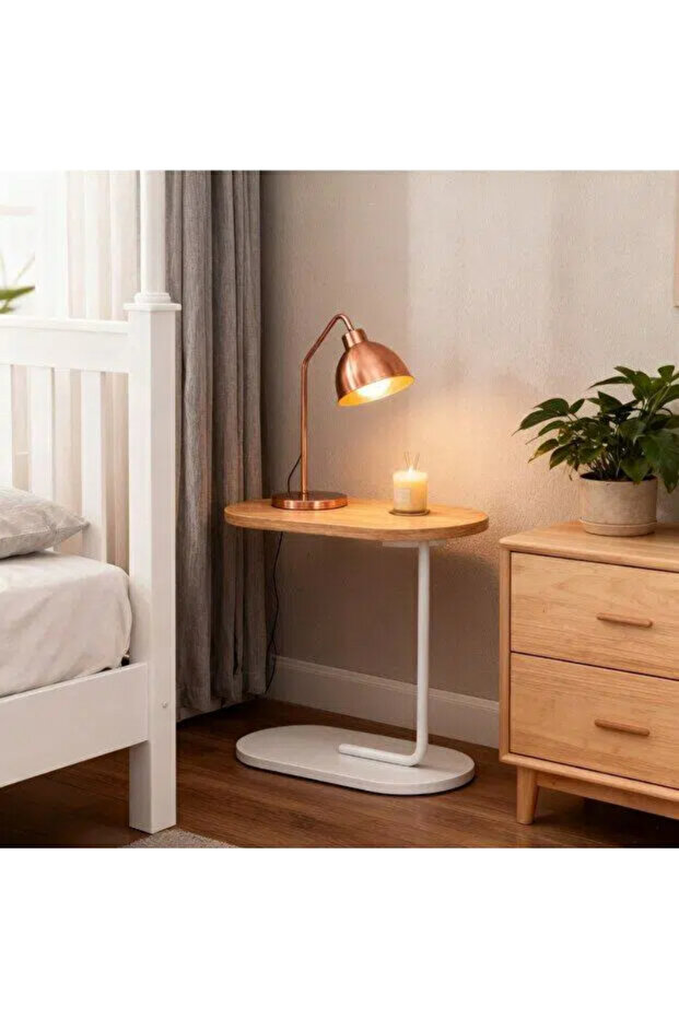 End Table, C-Shaped Small Side Table, Adjustable Height 360°Swivel Couch Tables - 6