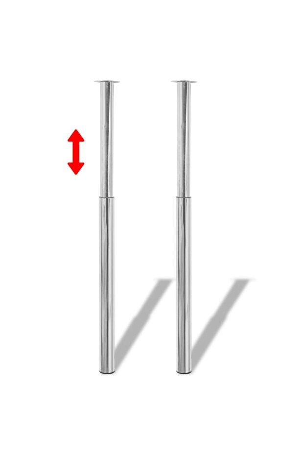 2 Telescopic Table Legs Chrome 710 mm-1100 mm