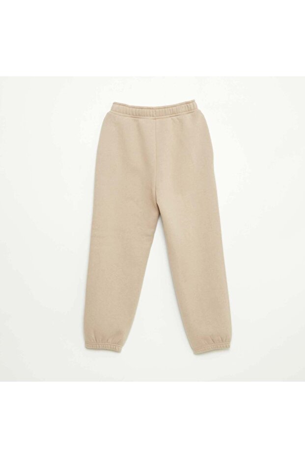 Solid Warm Fleece-Lined Joggers BEIGE - 4
