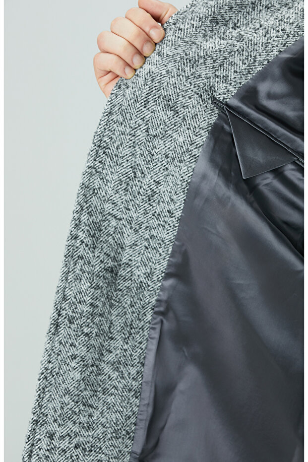Antrasit Yün Karışımlı Kaban - 8