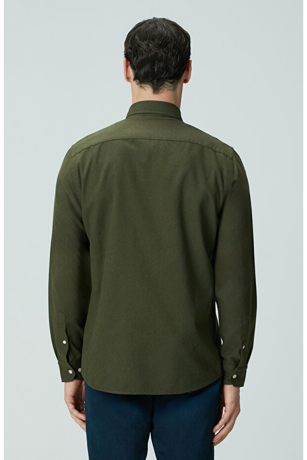 Haki Flanel Cotton Gömlek - 5