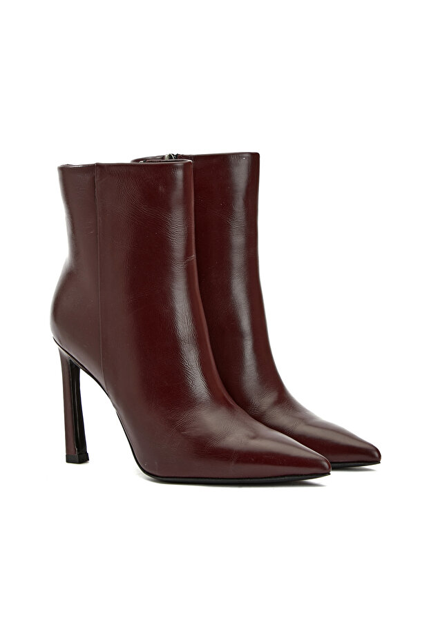 Bordo Kadın Deri Bot - 2