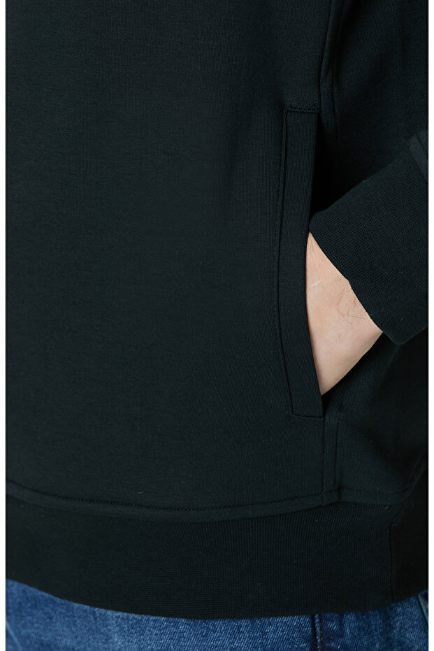 Siyah Fermuarlı Sweatshirt - 7