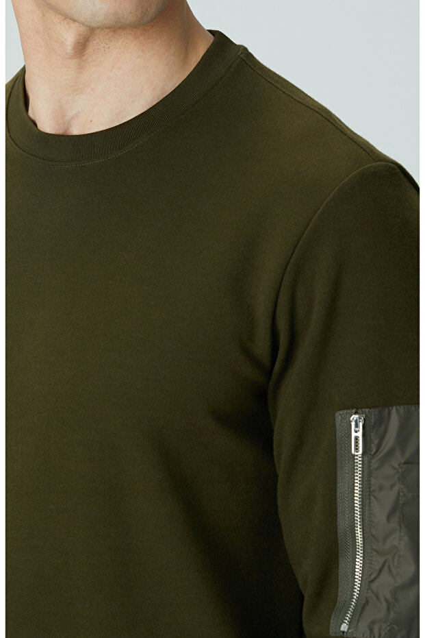Haki Fermuar Detaylı Sweatshirt - 6