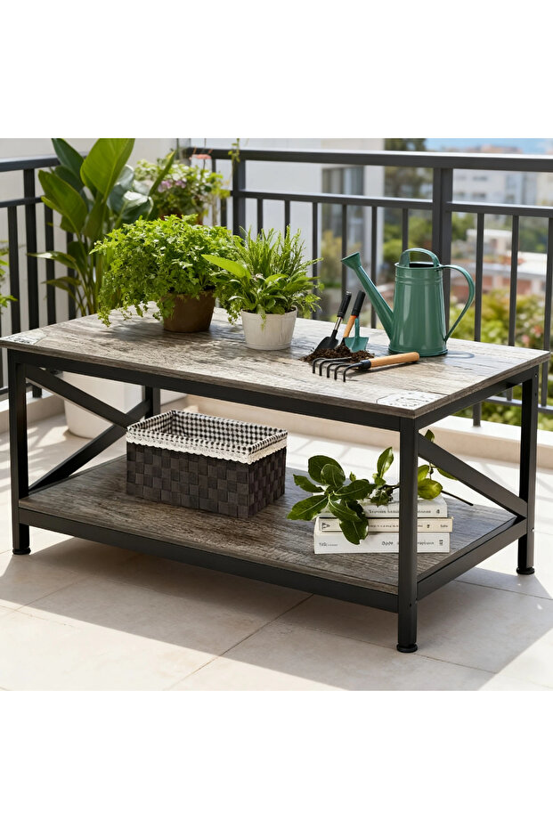 Coffee Table for Living Room Center Table with Storage Shelf Double-layer side table Space Saving - 5