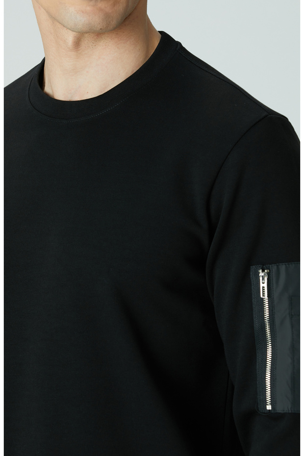Siyah Fermuar Detaylı Sweatshirt - 6