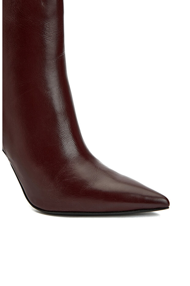 Bordo Kadın Deri Bot - 6