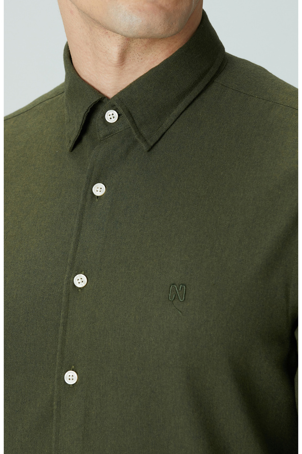 Haki Flanel Cotton Gömlek - 6