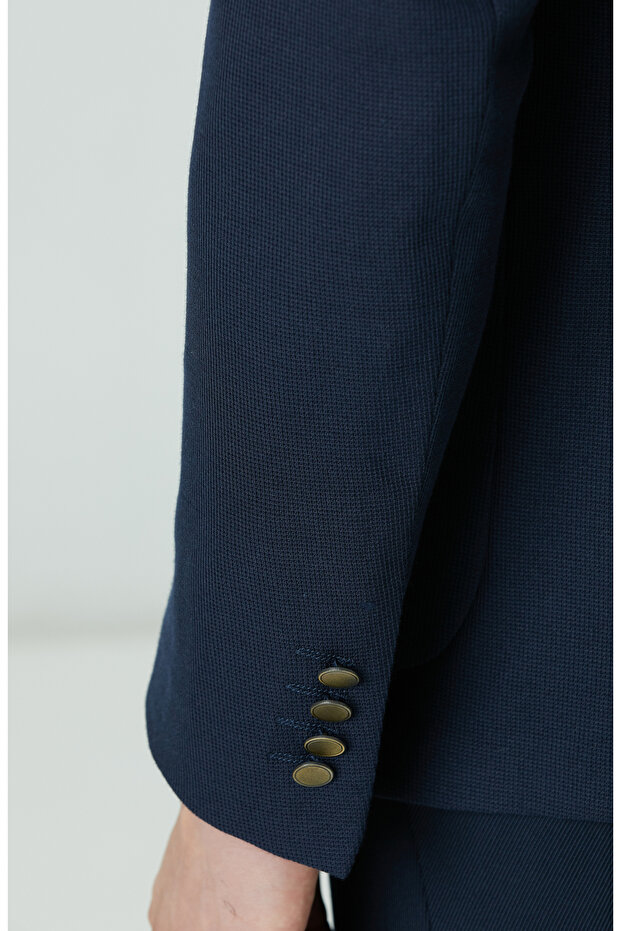 Lacivert Armürlü Ceket - 7