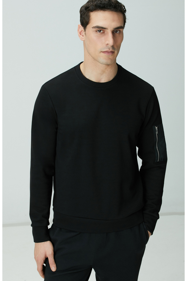 Siyah Fermuar Detaylı Sweatshirt - 2