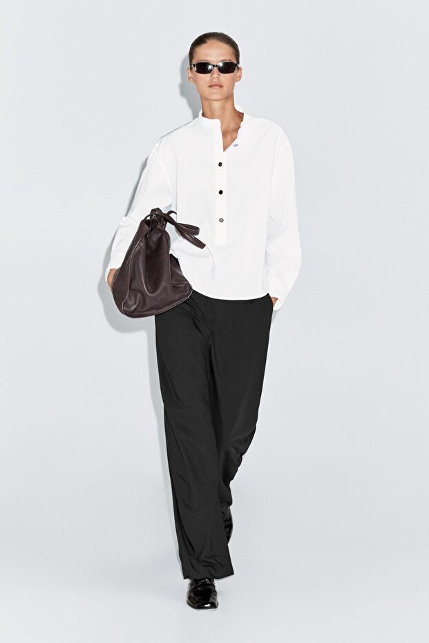 Dore düğmeli hakim yaka gömlek - 2