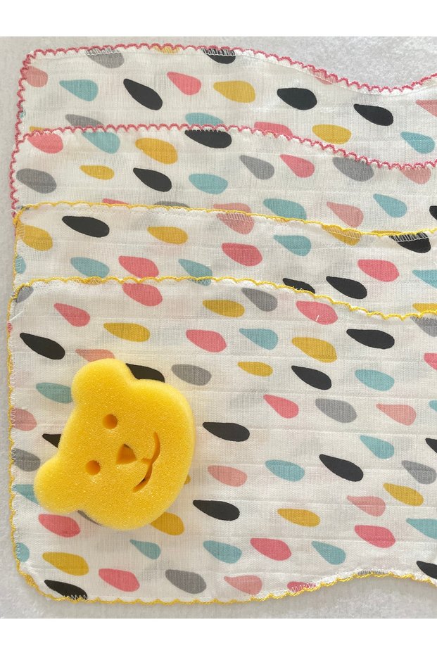 4-Pack 100% Cotton Organic Colored Muslin Baby Shoulder Cover / Mouth Wipe / Bath Sponge Gift