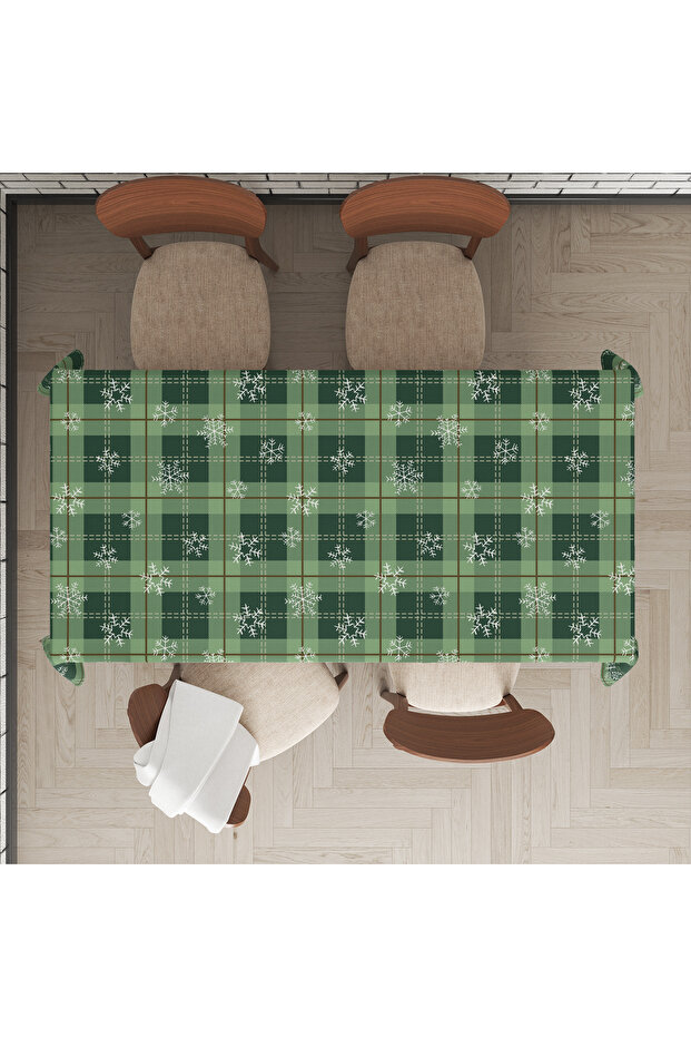 Christmas Themed Snowflake Patterned Digital Printed Tablecloth - 2