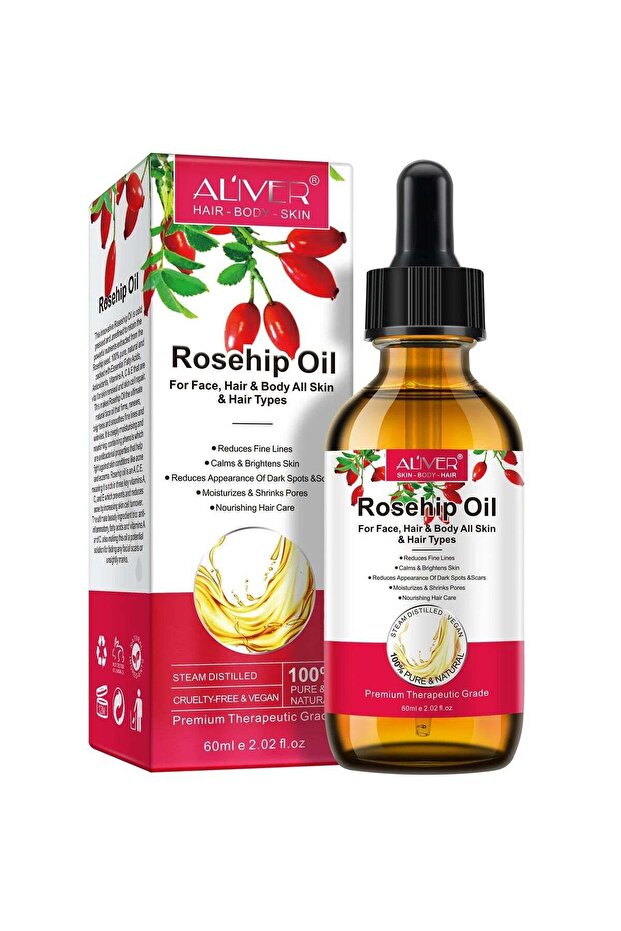 Rosehip Oil 60ML - Pure Cold Pressed Unrefined for Face, Hair & Nails