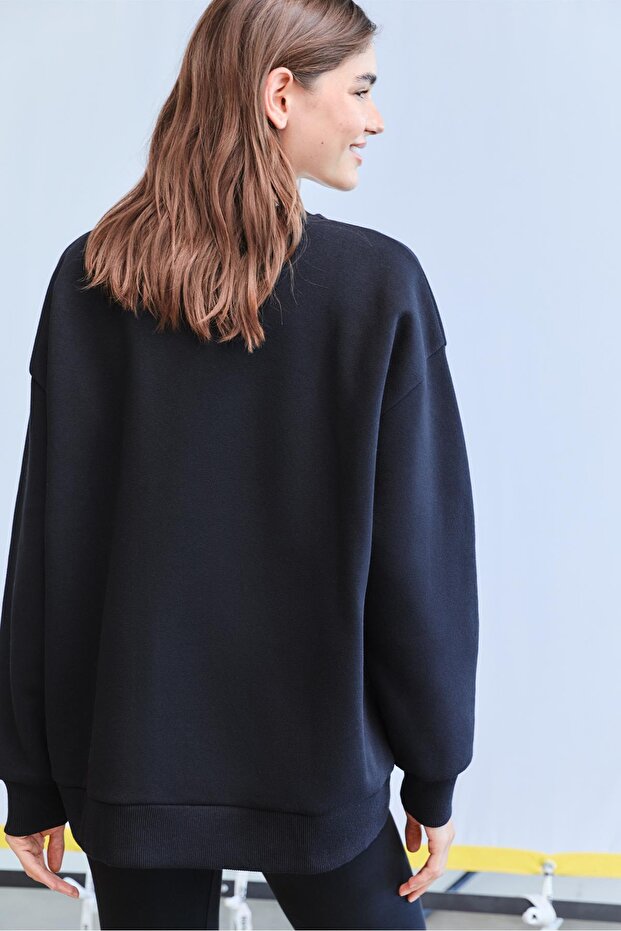 Oversize Smile baskılı sweatshirt - 4