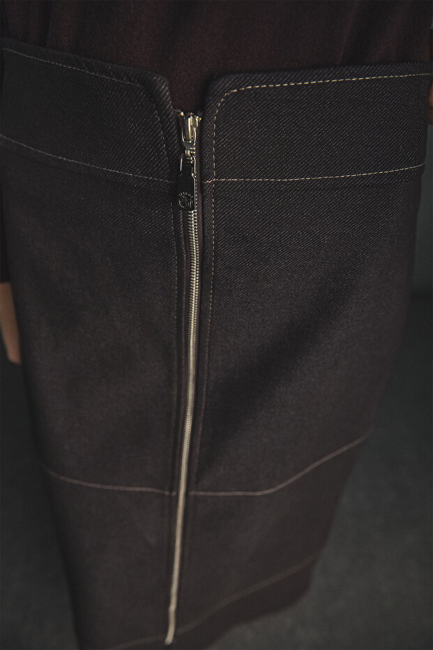 Süs Fermuarlı Etek - 6