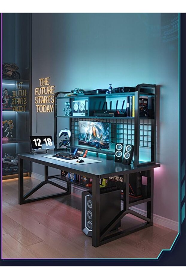 Multifunctional Computer Table And Office Desk With Single Layer Book Shelf 120cm