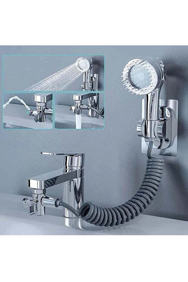 3-in-1 Multifunction Universal Water Tap with 360° Rotating Faucet and Massage Shower H