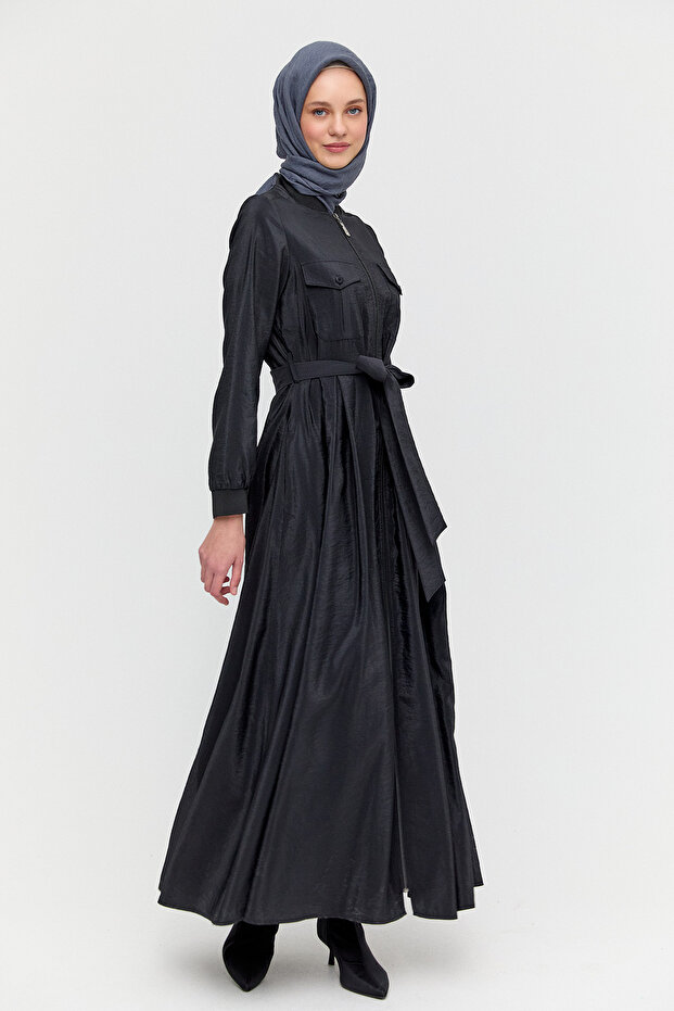 Kuşaklı Bomber Elbise - 1