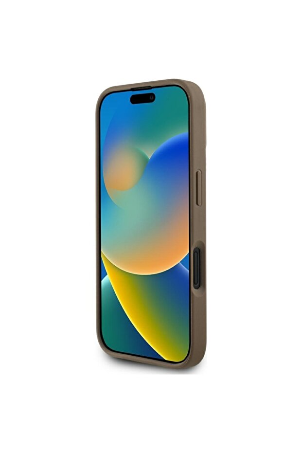 Case for iPhone 16, Grained Triangle, Brown - 6