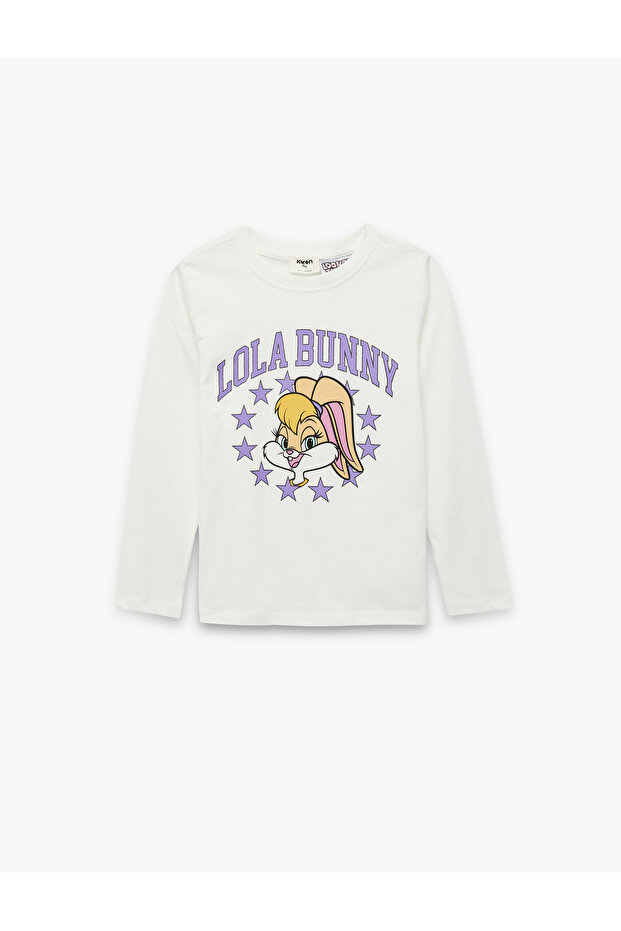 Licensed Lola Bunny Printed Long Sleeve Crew Neck Cotton T-Shirt