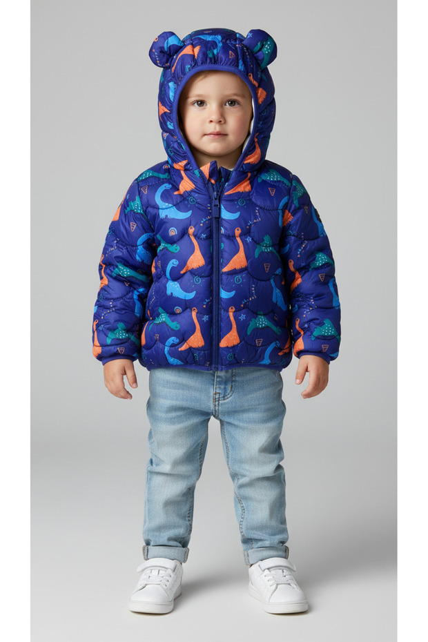 Çocuk Dinazor Desenli Şişme mont - 2