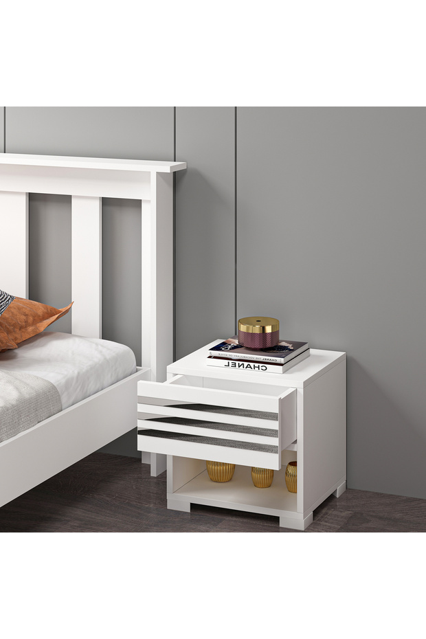 Mdf Beyaz Komodin Raysız AK1003 - 1