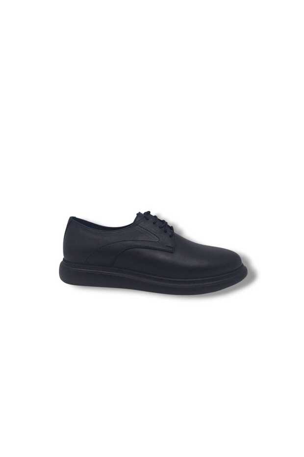 249 Men's Black Lace-Up Genuine Leather Casual Shoes