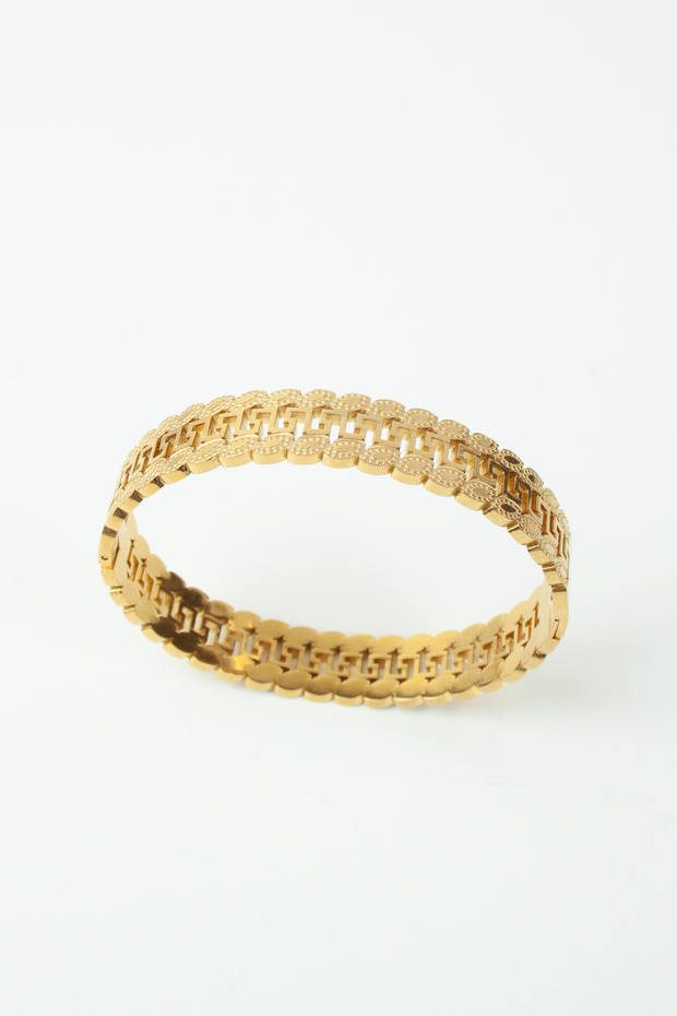 Embroidered Steel Gold Bracelet
