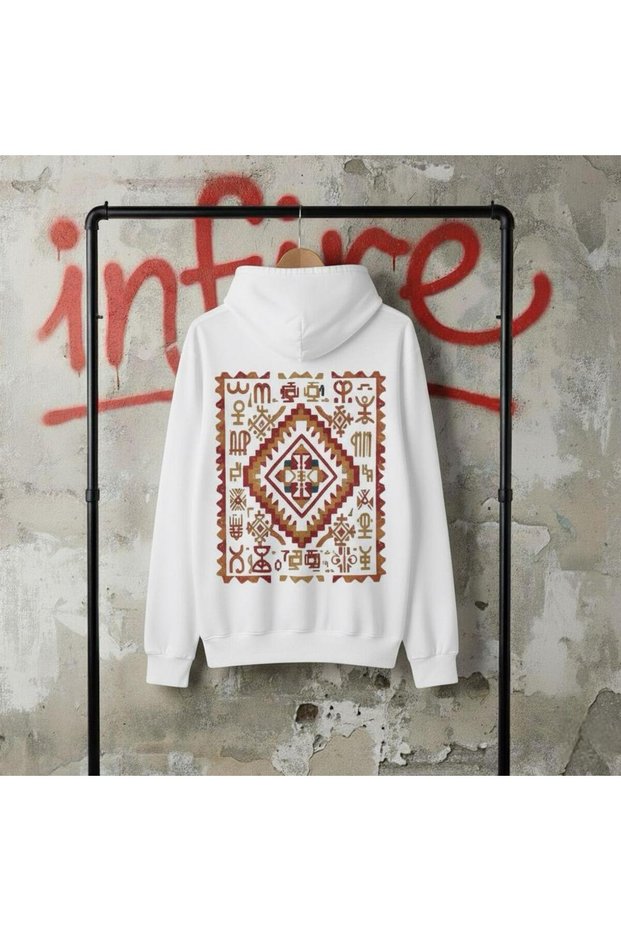 Unisex Oversized Kilim Ethnic Patterned Print Hoodie