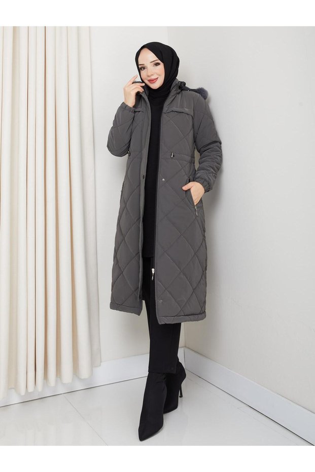 Women's Large Size Fiber Filled Sports Quilted Nova Fabric Coat 0198