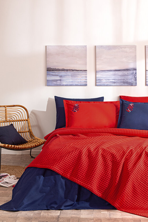 Set piqué brodat dublu Waffle - 1