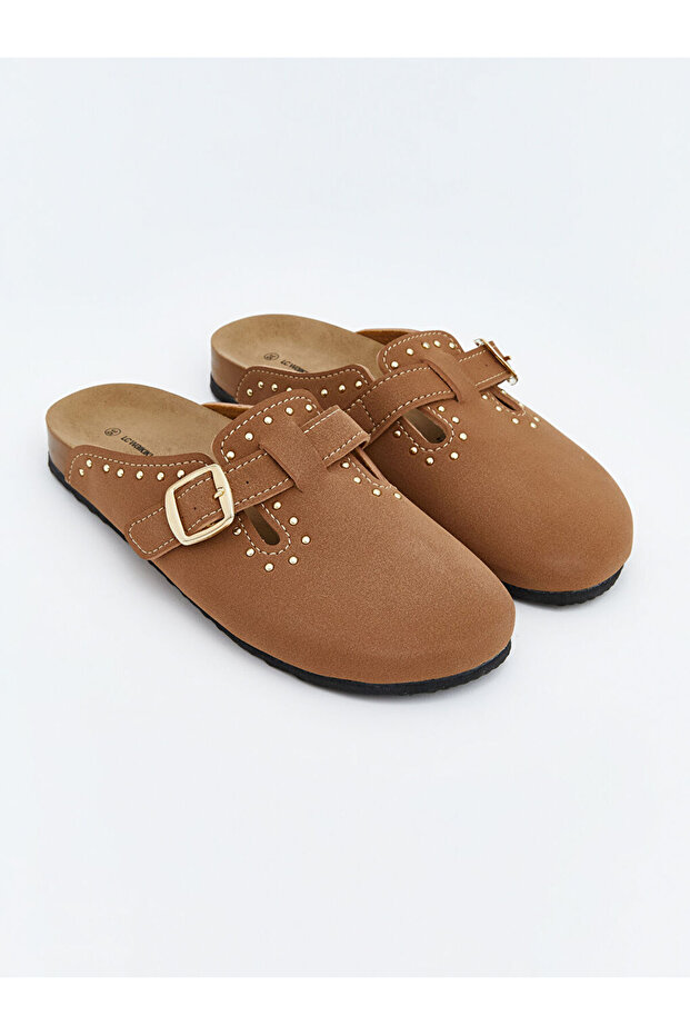 Beige Suede Look Girls' House Slippers