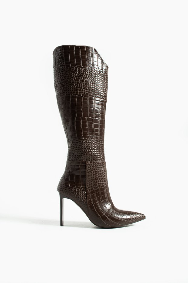Zamira Women's Zippered Boots Brown Crocodile