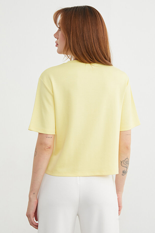 Basic Bisiket Yaka Modal Tişört - 7