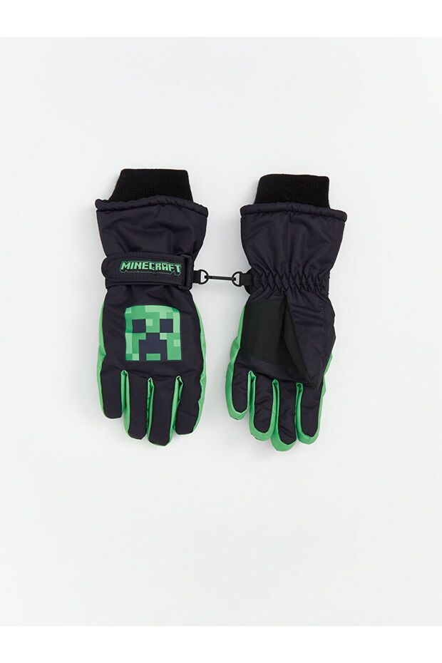 Black Printed Boy's Gloves