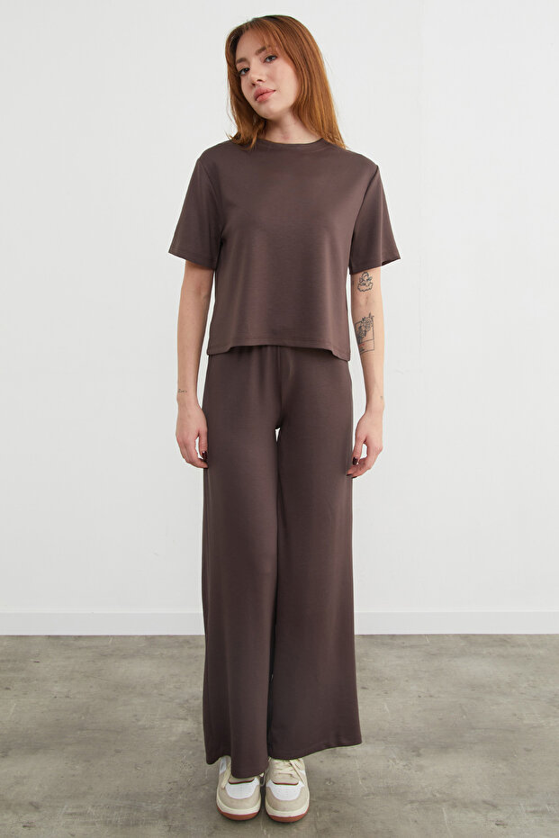 Basic Bisiket Yaka Modal Tişört - 4