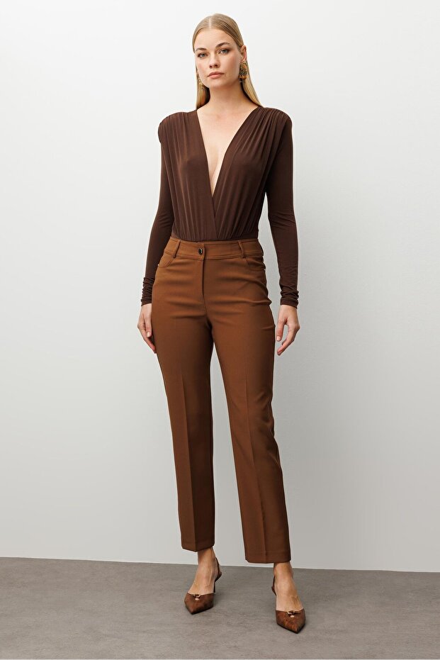 Modailgi Beş Cep Dar Paça Pantolon Taba - 2