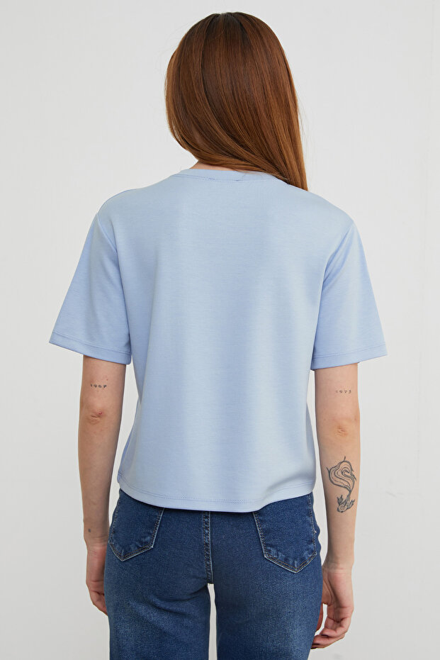 Basic Bisiket Yaka Modal Tişört - 6