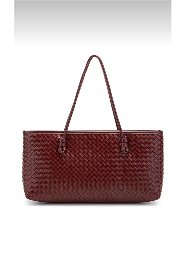 Knitted Detailed Faux Leather Dora Women's Shoulder Bag
