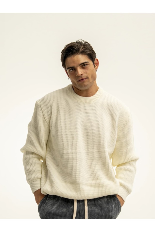 Erkek Basic Örgülü Kazak - 1