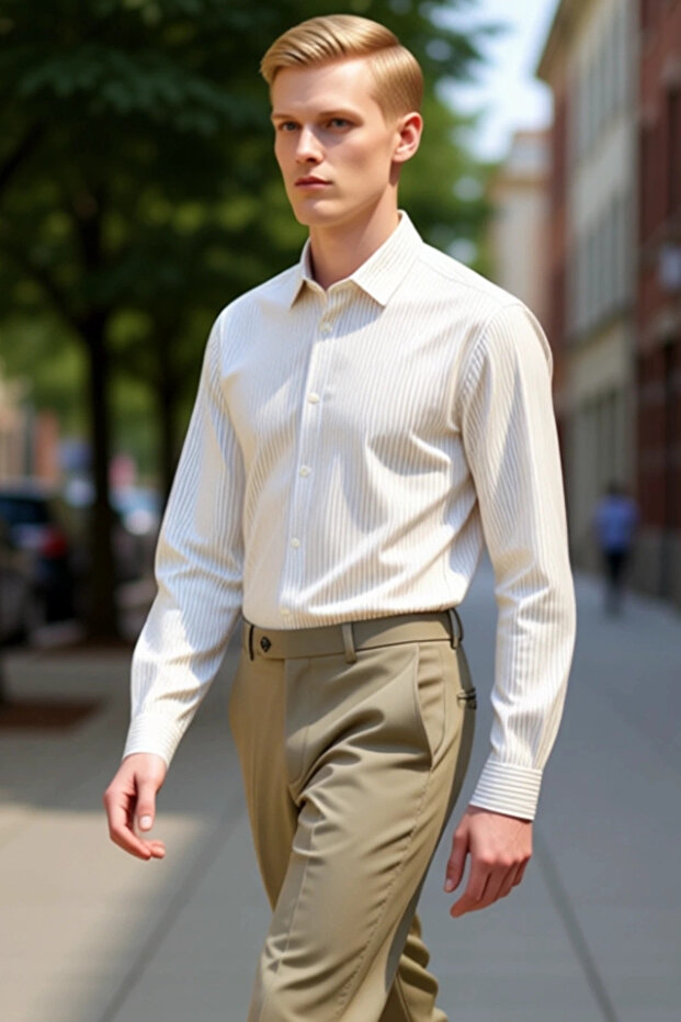 Men's Regular Fit Linen Cotton Blend Long Sleeve Striped Shirt Timeless Elegance Quality