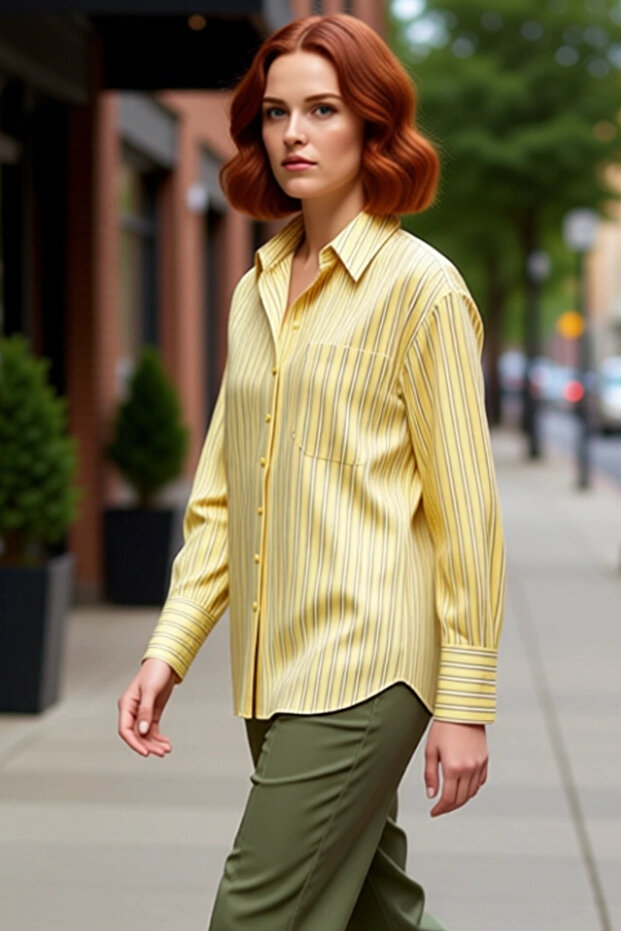 Women's Striped Oversized Woven Shirt Functional Durable Quality Comfortable Aesthetic Casual